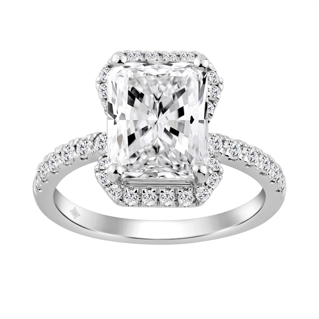 Ladies 14K White Gold Ladies Elegance-Ring 4 1/2CT Round &amp; Radiant Lab Grown Cut Diamond 4.00CT Radiant Center stone (Color F-G -Clarity VS1/VS2)