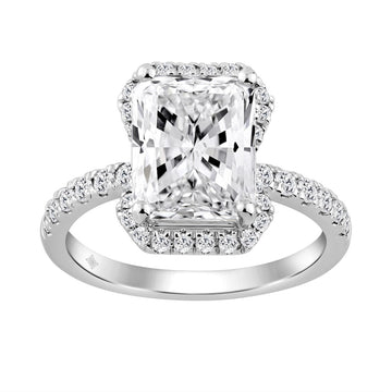 Ladies 14K White Gold Ladies Elegance-Ring 4 1/2CT Round &amp; Radiant Lab Grown Cut Diamond 4.00CT Radiant Center stone (Color F-G -Clarity VS1/VS2)