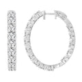 LADIES HOOP EARRINGS 9CT ROUND DIAMOND 14K WHITE GOLD