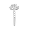 14K White Gold 2 1/2Ct Round Lab Grown Diamond Halo Engagement Ring 1 1/2Ct Round Center Stone (Color F-G Clarity Vs1/Vs2)
