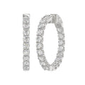 LADIES HOOP EARRINGS 3CT ROUND DIAMOND 14K WHITE GOLD
