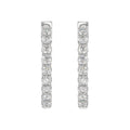 LADIES HOOP EARRINGS 3CT ROUND DIAMOND 14K WHITE GOLD