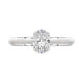 LADIES SOLITAIRE RING 1CT OVAL DIAMOND 14K WHITE GOLD