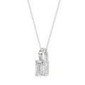 LADIES SOLITAIRE PENDANT WITH CHAIN 1CT EMERALD DIAMOND 14K WHITE GOLD