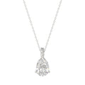 LADIES SOLITAIRE PENDANT WITH CHAIN 1CT PEAR DIAMOND 14K WHITE GOLD