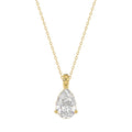 LADIES SOLITAIRE PENDANT WITH CHAIN 1CT PEAR DIAMOND 14K YELLOW GOLD