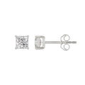 LADIES SOLITAIRE EARRINGS 1CT PRINCESS DIAMOND 14K WHITE GOLD